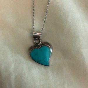Sterling silver turquoise heart pendent